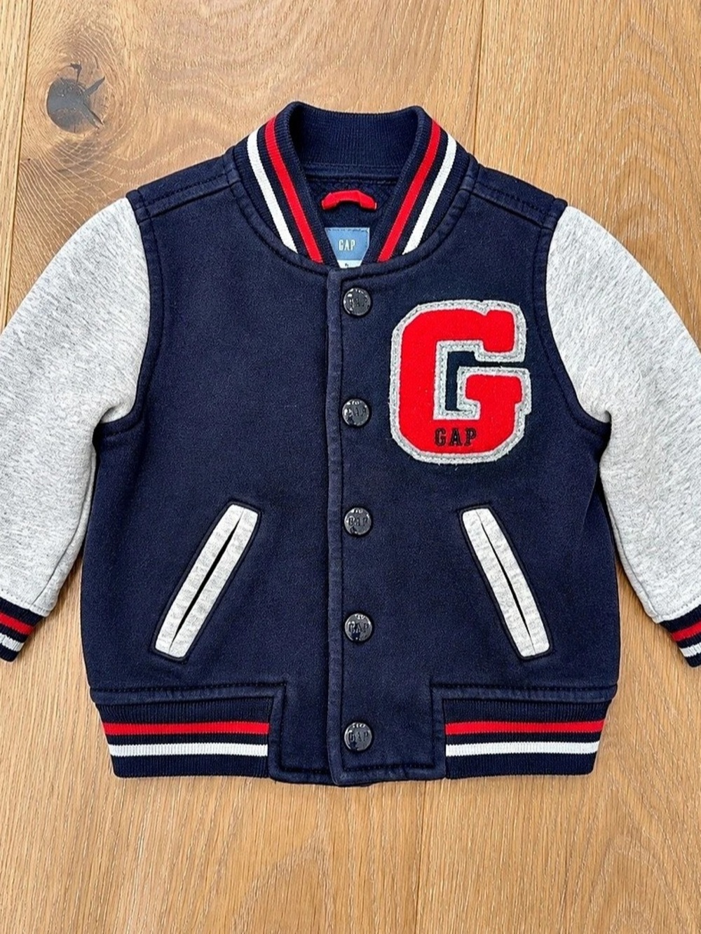 GAP Kids Varsity Jacket Blue & Gray Like New